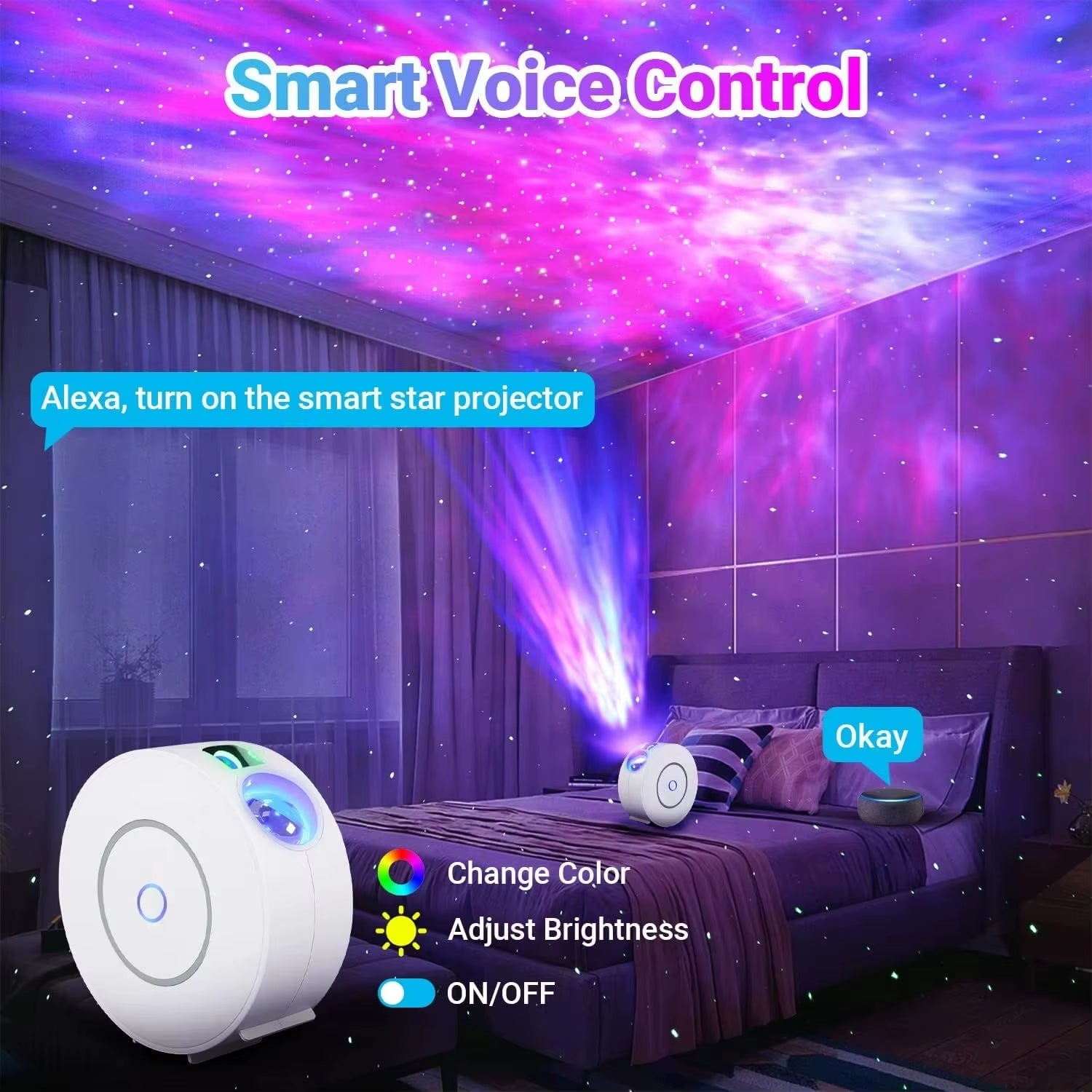 Smart Galaxy Star Projector Night Light 3D Galaxy Projector LED Lights Gift APP Adjustment for Gaming Room Bedroom Decor