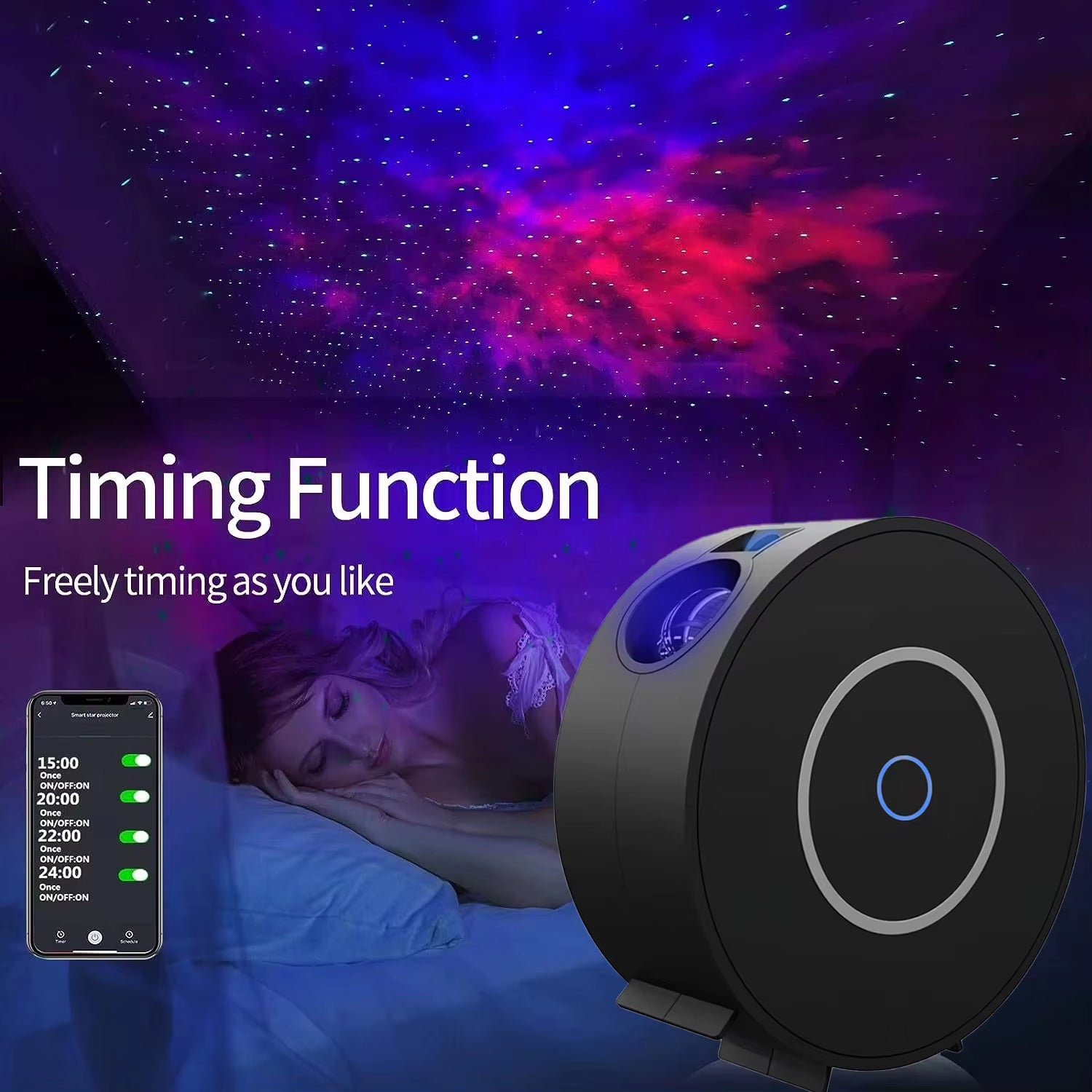 Smart Galaxy Star Projector Night Light 3D Galaxy Projector LED Lights Gift APP Adjustment for Gaming Room Bedroom Decor