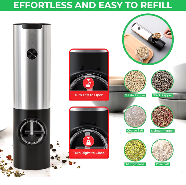 Electric Automatic Salt and Pepper Grinder Set