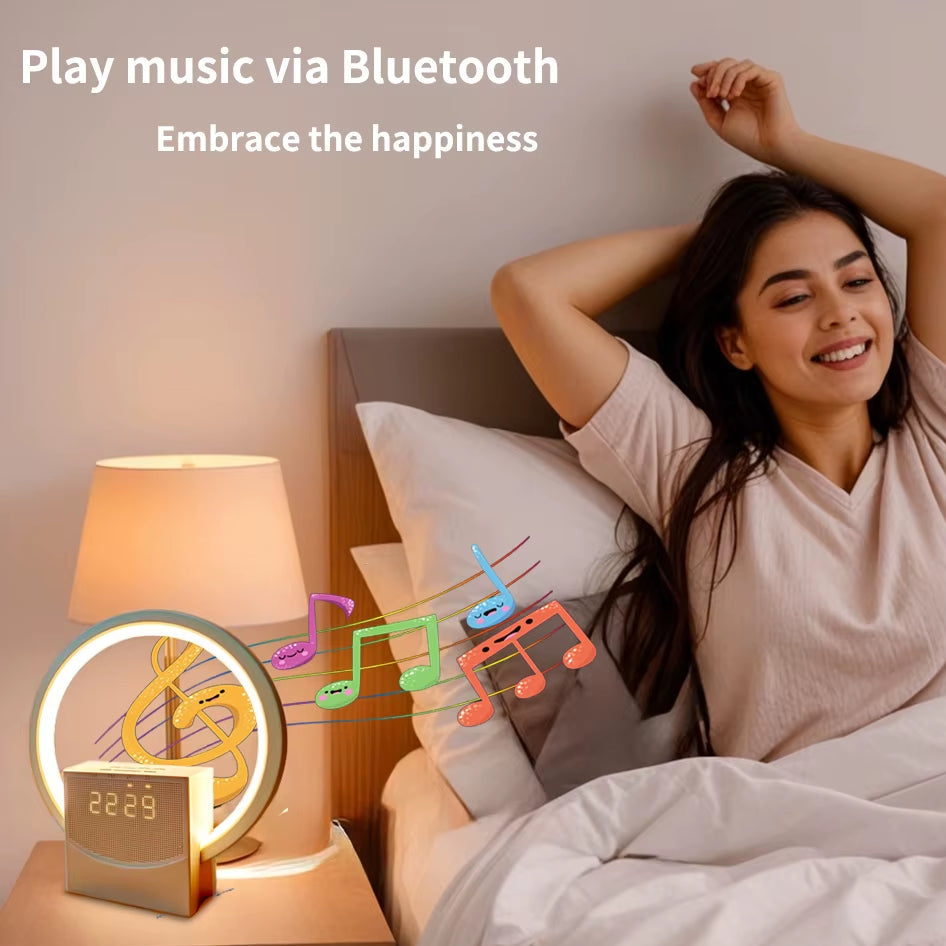 Sunrise Simulation Alarm Clock with Bluetooth Speaker White Noise Machine LED Desk Night Light Home Office Decor for Bedroom